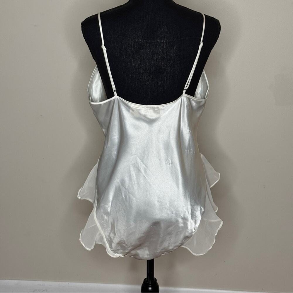 Vintage Victoria's Secret Gold Label Satin Chiffon Flutter Bridal Teddy Ivory L - Picture 4 of 7